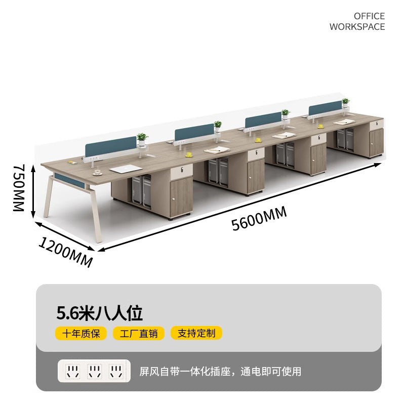 Executive office desk and chair set - modern minimalist furniture - four-seat workstation - office desk