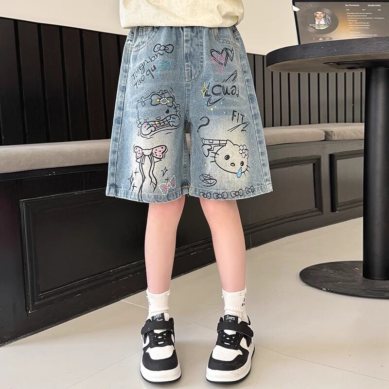 Girls' summer pants & shorts: lightweight denim shorts, wide-leg capris, mid-length shorts for girls, american graffiti style