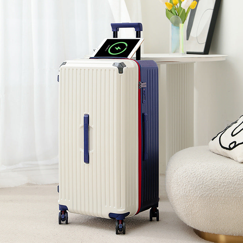 Large capacity aluminum frame suitcase 26 inch anti-drop suitcase brake wheel student trolley case password case leather case