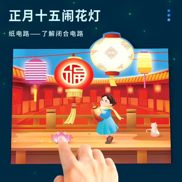 Science experiment DIY on the fifteenth day of the first lunar month, flower lamp paper circuit technology small production, children's handmade greeting card material package