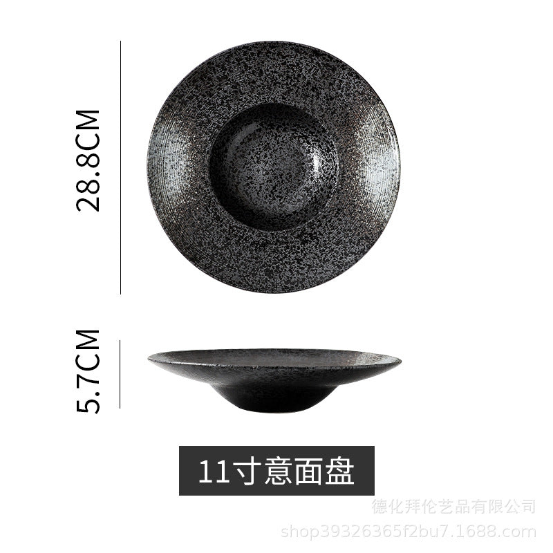 Japanese-style ceramic straw hat plate - hotel & restaurant pasta plate, large soup plate, home dinner plate, display plate - wholesale