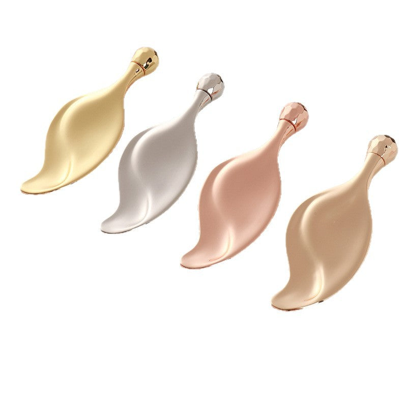 Custom-made leaf-shaped facial massage tool - includes roller ball for lifting, eye care, and facial beauty - metal scraping board