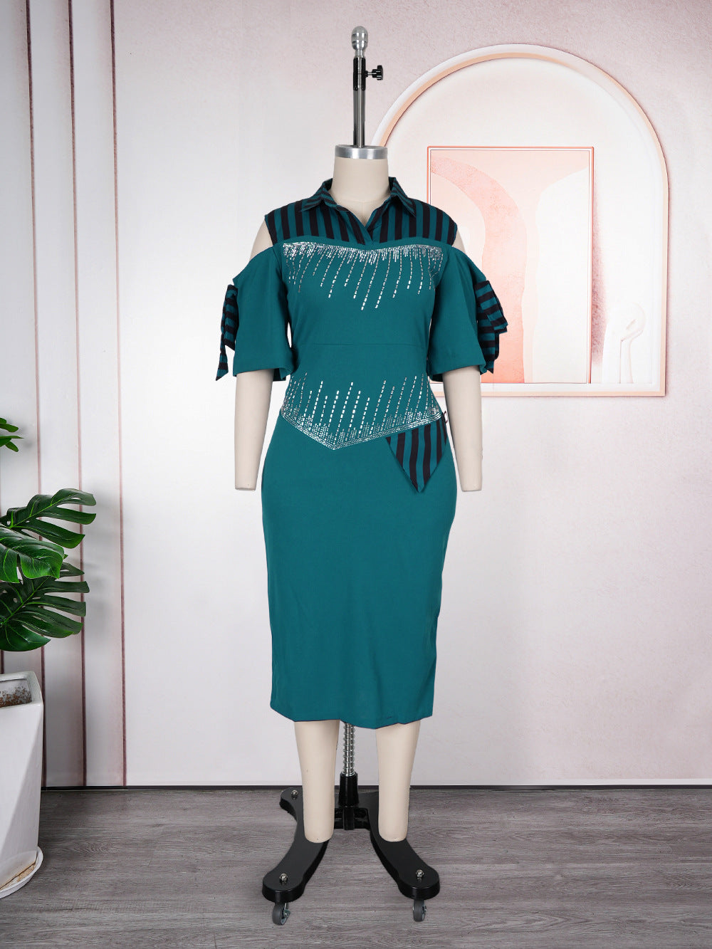 e-commerce   new slim-fit bodycon dress european and american african plus size women's dress