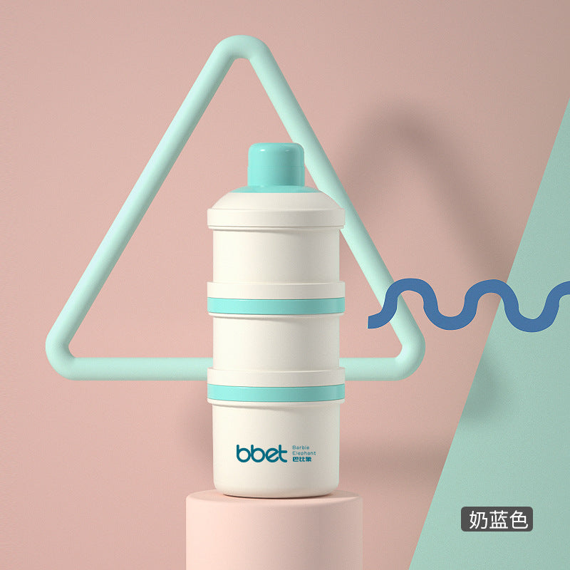 Babi Elephant Baby Milk Powder Box Portable Large Capacity Sealed Jar Newborn Going Out Tableware Three-grid Mini