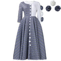 D598 women's foreign trade cross-border new fashion elegant round neck three-quarter sleeve printed patchwork african dress