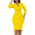 D438  independent station new elegantwork clothingol suit collar pure color double breasted large size african dress