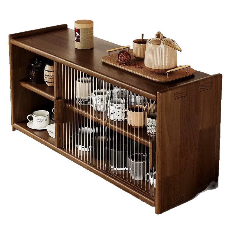 Solid wood dustproof cup holder changhong glass tea set storage cabinet cup water cup coffee cup storage rack desktop storage box