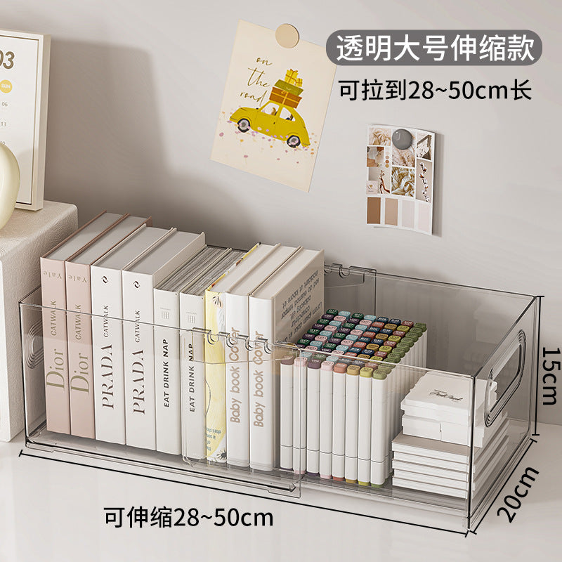 Retractable storage basket Large capacity home kitchen food plastic storage box can be stacked with desktop book finishing basket