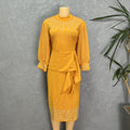 supply of african women's clothing, waist bag, hip, fake two-piece lantern sleeves, mid-sleeve dress, hot diamond beads, classy