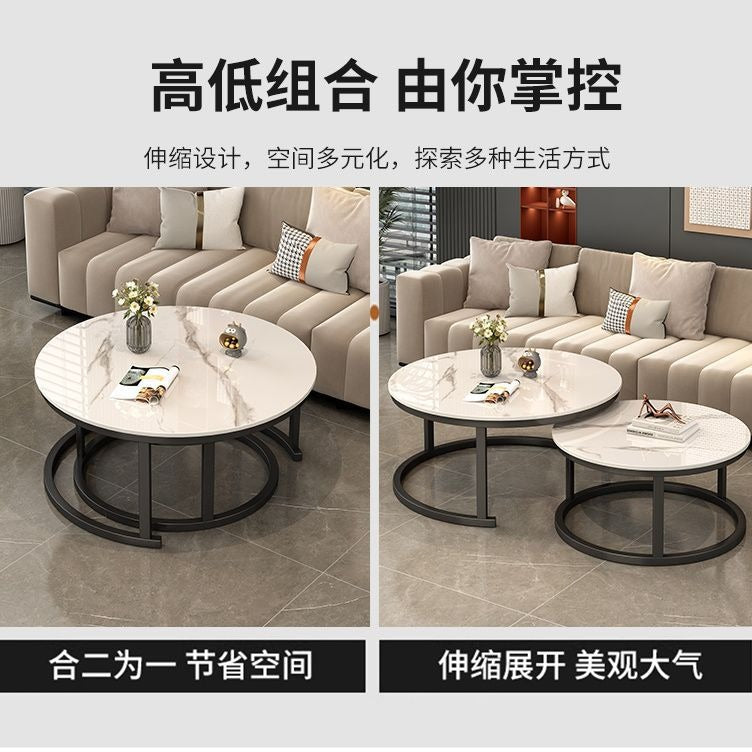 New rock slab nesting coffee table set - modern minimalist luxury living room table for small spaces - trending coffee table