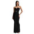 European and american women's clothing  spring new sleeveless ruched waist tie-up dress elegant slim-fit bandeau evening gown