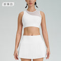 new arrival sports short skirt suitfashion tape tennis pleated skirt women's fake two-piece quick-drying high waist yoga short skirt