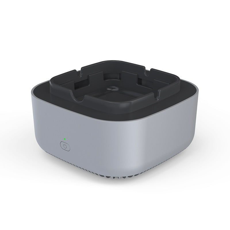 Usb powered smart ashtray with ambient lighting, negative ion air purifier, passive smoke remover, and silent air purifier for home use