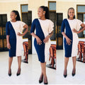 fashion african   hot-selling two-color patchwork asymmetrical sleeves belt dress