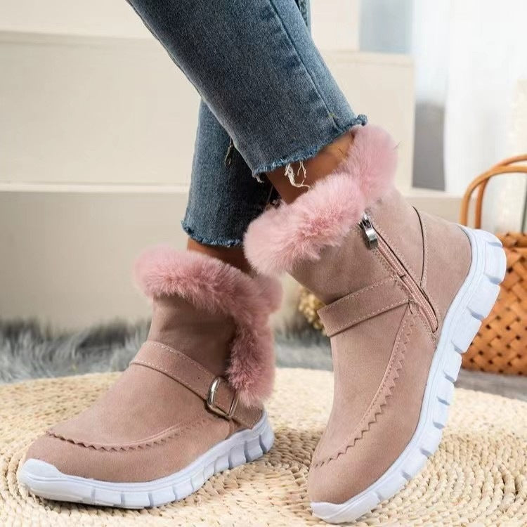 Export new arrivalwinterfashion women's boots bootsk-stylethickened short bootsfleece-linedheattechflats cotton shoes for women