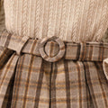 fashion children's clothing girl suitlong sleeves lace collar plaid pleated skirt belt beret suit 4-piece set