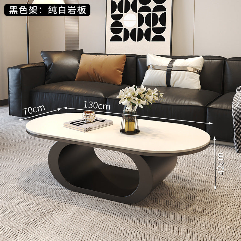 Modern minimalist oval rock slab coffee table - small apartment living room, home use, minimalist tea table, creative irregular shape combination