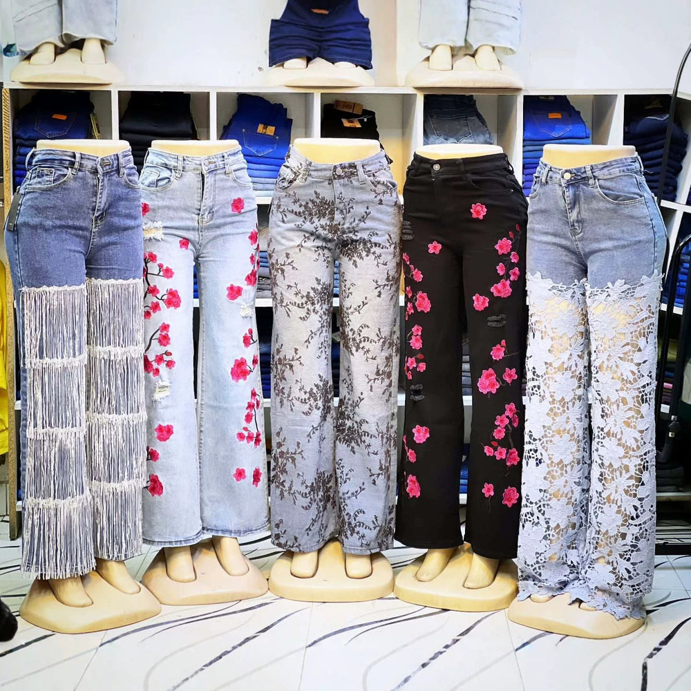[ready stock] cargo jeans women's jeans summer straight-leg pants high waist jeans women's boyfriend