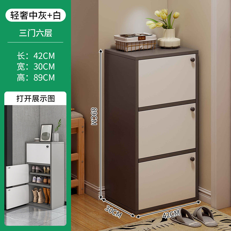 Shoe cabinet narrow and high vertical door household multi-layer storage integrated against the wall 2025 new home entrance indoor shoe rack