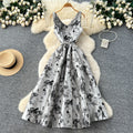 French chic high-end elegant dress for women, autumn  collection: tie-waist, slimming, elegant v-neck, jacquard, maxi swing dress
