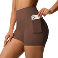 fashion brushed pure colorflap pocket pants high waist tight high elastic yoga shorts sports running fitness three-quarter pants for women