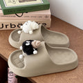 Cute 3d sock slippers for women, summer outdoor wear, thick sole, non-slip eva, indoor home one-strap slides, couple's sandals