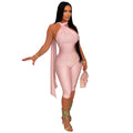 C7719 cross-border   fashion women's sexy casual solid color open-back jumpsuit
