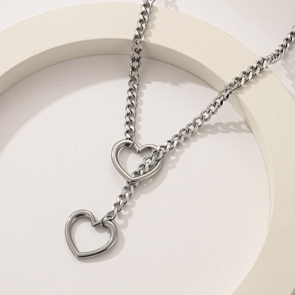 Amazon wide light luxury style y-ring slider chain stainless steel necklace handmade punk cuban chain necklace