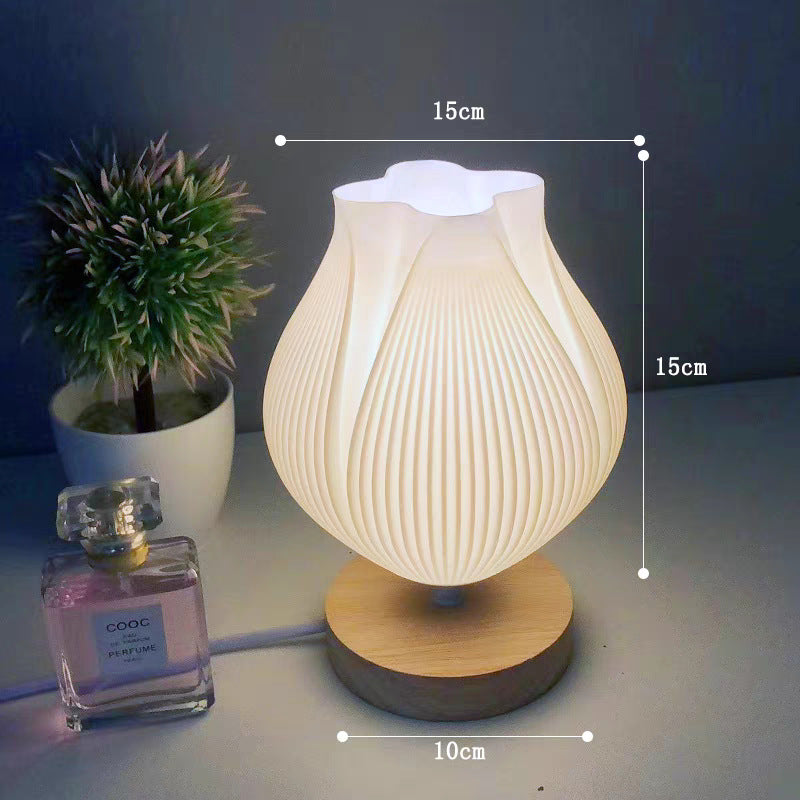 French cream style 3d solid wood table lamp - living room, bedroom, bedside, trendy romantic ambiance decorative ornament night light