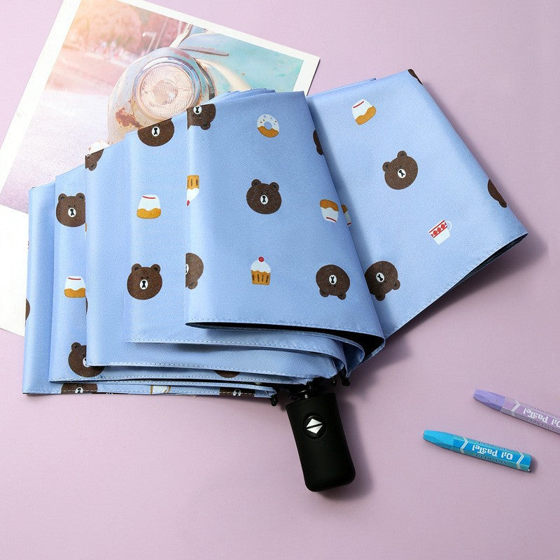Umbrella Automatic bear umbrella Wholesale wholesale Automatic umbrella Folding children's umbrella Cartoon sun umbrella dual-purpose