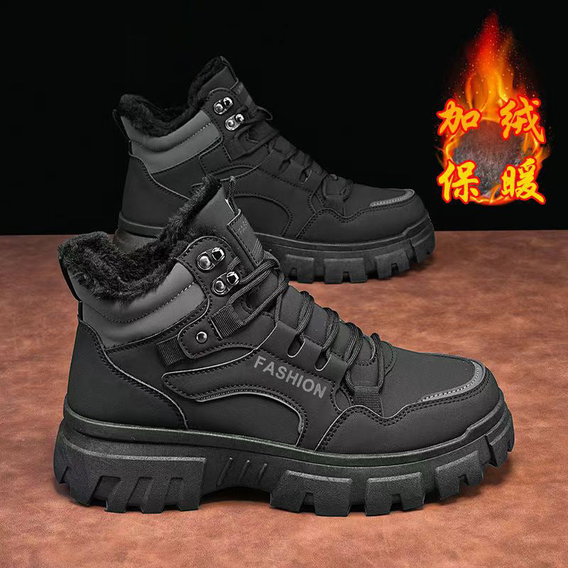 Winternew arrivalbootsmenworkwear short boots northeast outdoor sports high-top men's shoes hikingfleece-lined snow boots