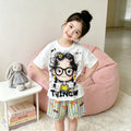 【matching family set】girls' korean style cartoon pajama set - summer edition, cute short-sleeve loungewear/ac suit for kids