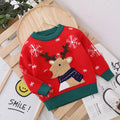 christmas fawn sweater for kids, fleece-lined and extra thick, chinese new year style, versatile knitted top for boys and girls