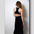 european and american cross-border summer hot girl style women's round neck bodycon backless sexy bodycon ribbed midi dress