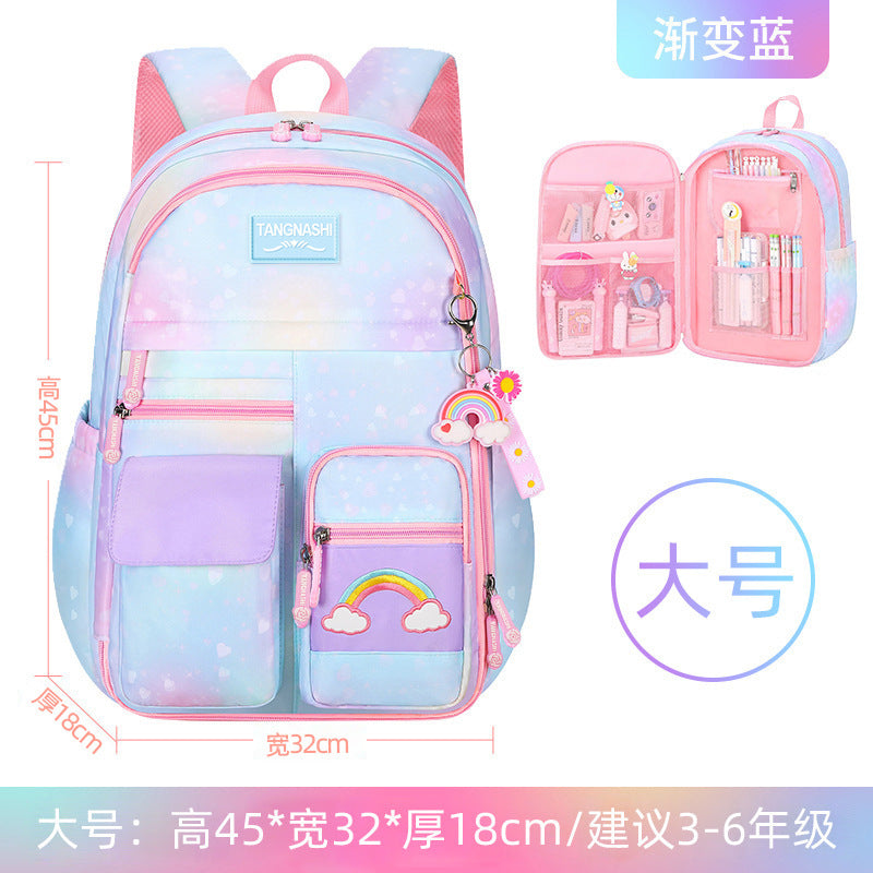 school bag kids school bag primary school student school ultra-light weight-reducing girl's three-piece backpack