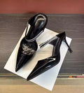 2026autumnew arrival pointed toe diamond strap high heels stiletto women's royal sister elegantoutwearsexy toe cap cool half slippers