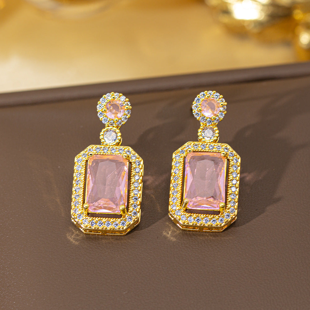 fashion elegant four-leaf clover earrings personalized zircon flower classy earrings niche styleaccessible luxurynew arrival earrings