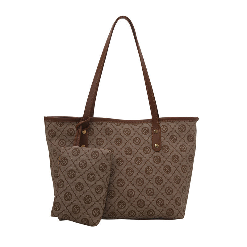 Cross-border 2025 new child and mother bag fashionable retro European and American large-capacity letter printing portable shoulder bag tote bag
