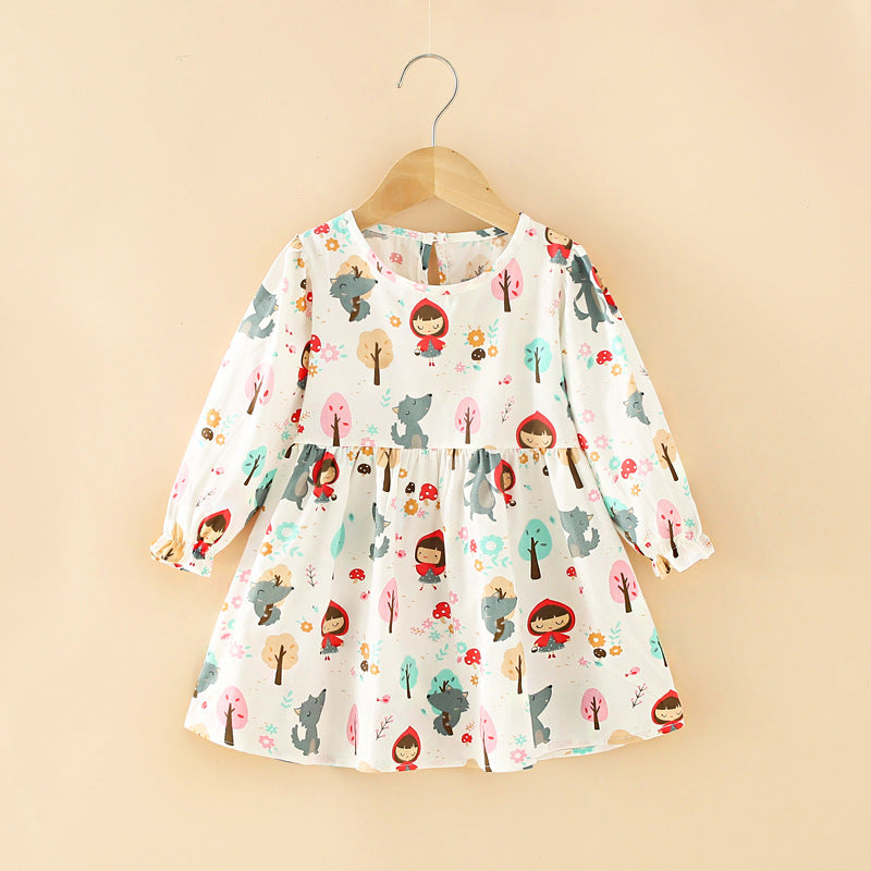 Girls' autumn simple dress, spring and autumn children's skirt, korean style princess dress, baby dress, simple dress for toddlers and young children