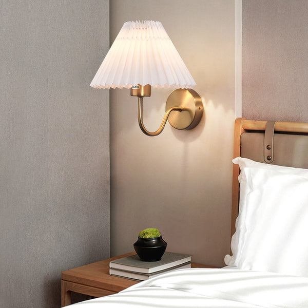 Cross-border pleated wall lamp Bedroom bedside lamp Hotel room Fabric wall lamp Japanese style living room aisle corridor wall lamp