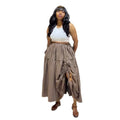 European and american cross-border women's fashion  summer new high-waisted drawstring tie-up plaid asymmetrical a-line skirt