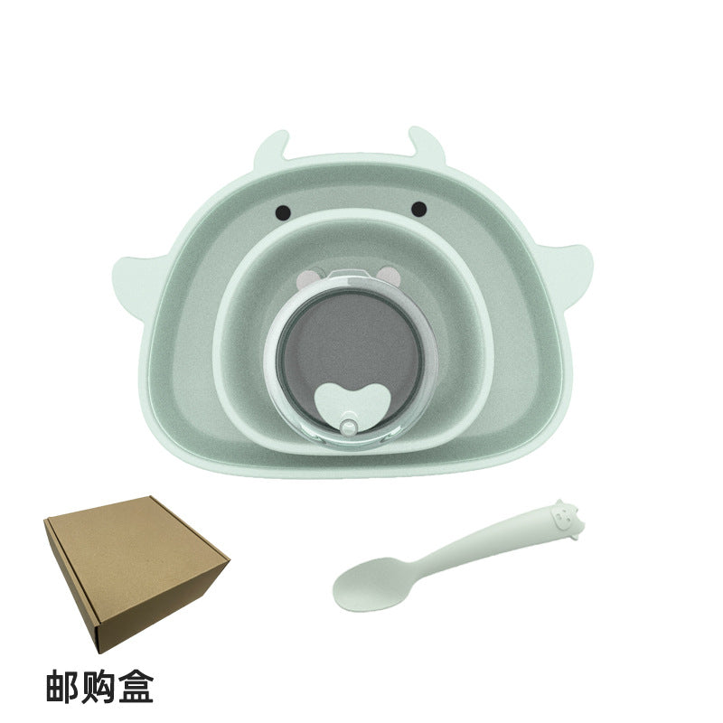 Silicone tableware kids set: baby bowl, food supplement bowl, suction cup learning chopsticks, spoon, plate - food grade, cute & fun for feeding