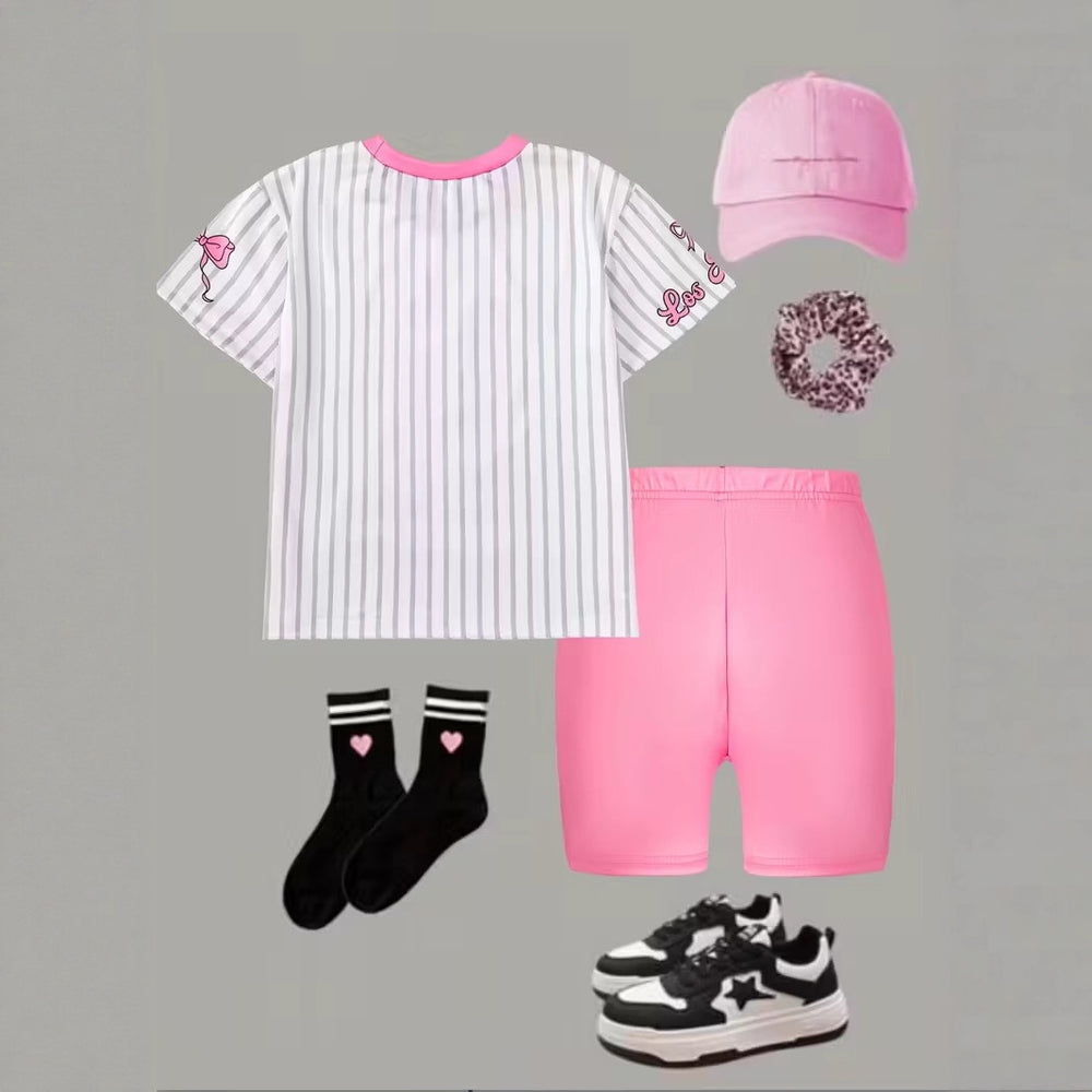 wholesale girls' short-sleeve and shorts sets, fashionable spring, summer, and autumn outfits for girls