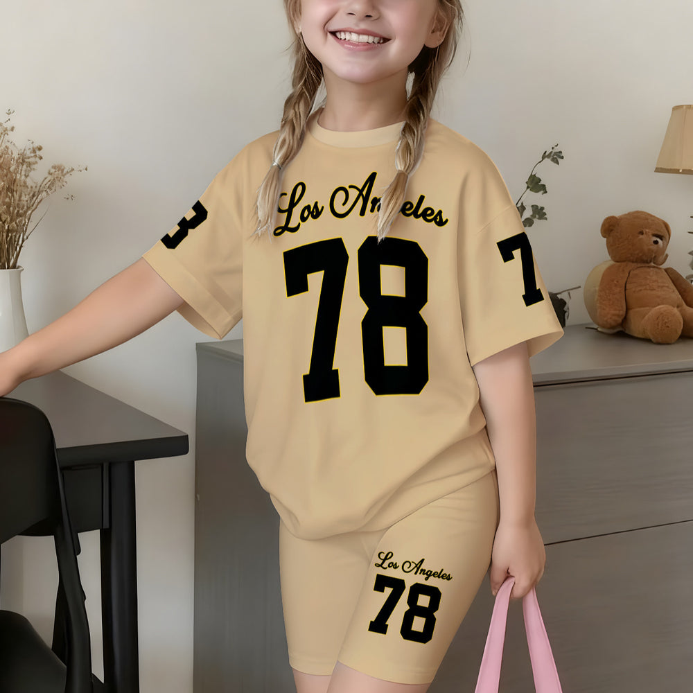 wholesale girls' short-sleeve and shorts sets, fashionable spring, summer, and autumn outfits for girls