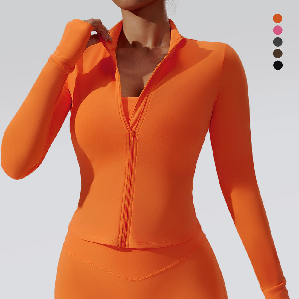 European and american autumn/winter new yoga jacket for women, zip-up cardigan, stretch long sleeve activewear, custom pattern making available
