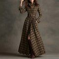 cross-border e-commerce european and american women's clothing: new summer collection - fashionable, casual, and elegant plaid notch collar slim-fit dress