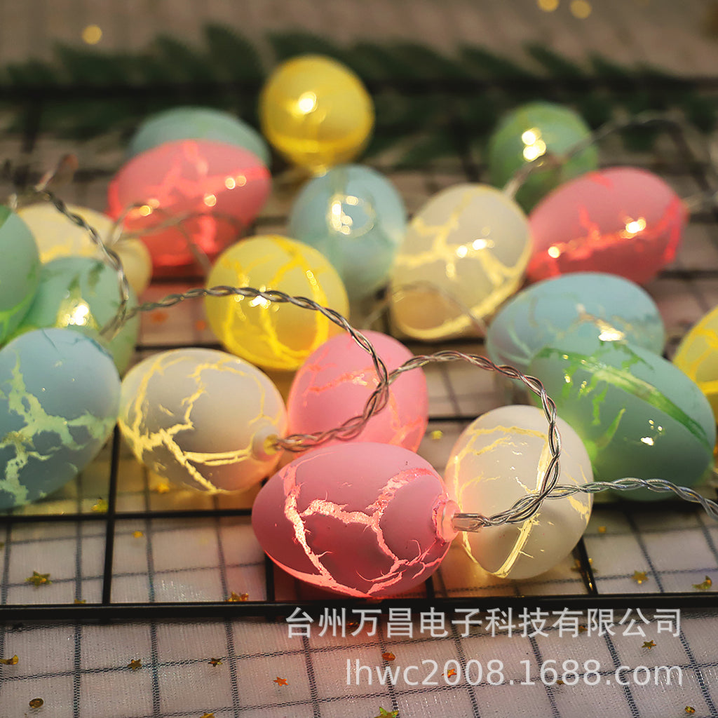 Easter LED vinyl egg light string, children's room decoration crack egg decoration battery box vinyl light string