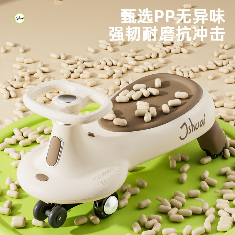 Kids twist car universal wheel model anti-rollover slip car music flash wheel balance rocking car model anti-rollover