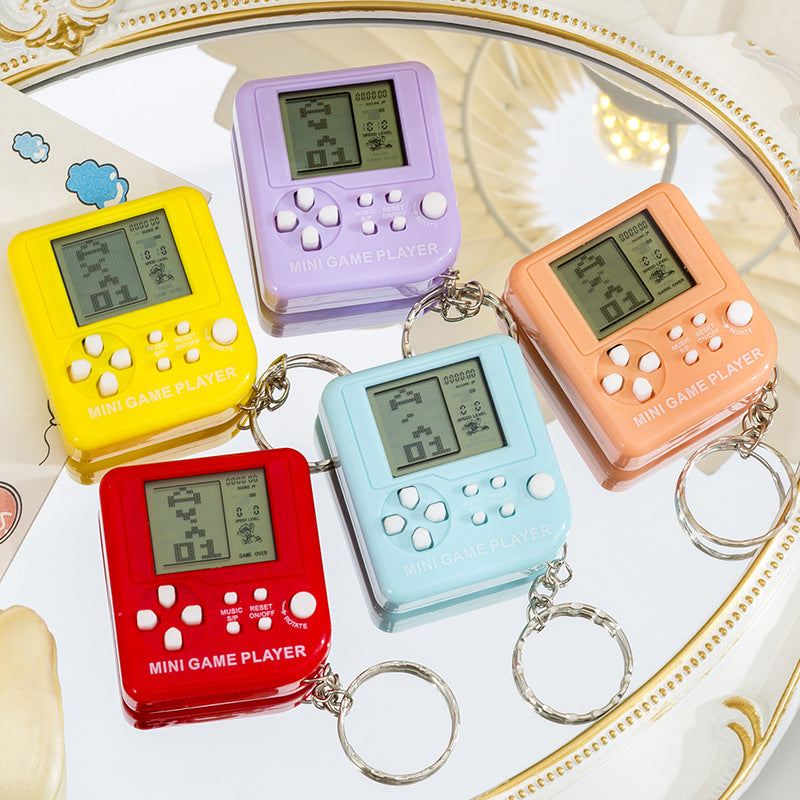 Pocket tetris game console - creative mini electronic game console keychain - nostalgic stress relief toy