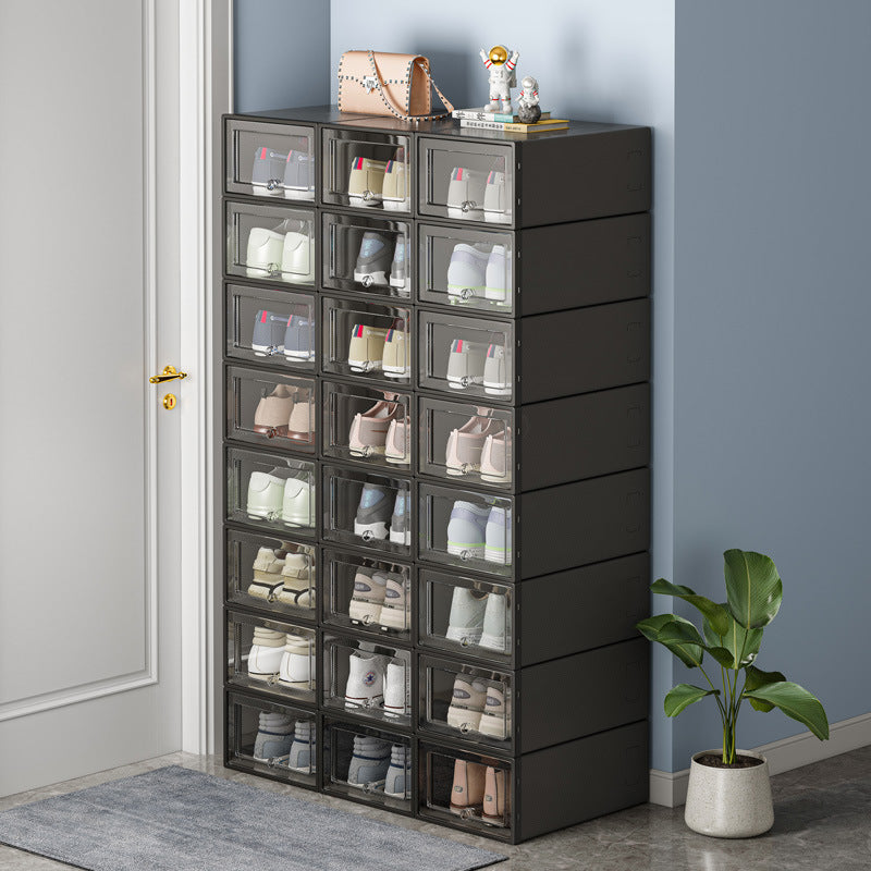 Folding shoe box household door shoe rack shoe storage box drawer type transparent shoe cabinet storage box saves space